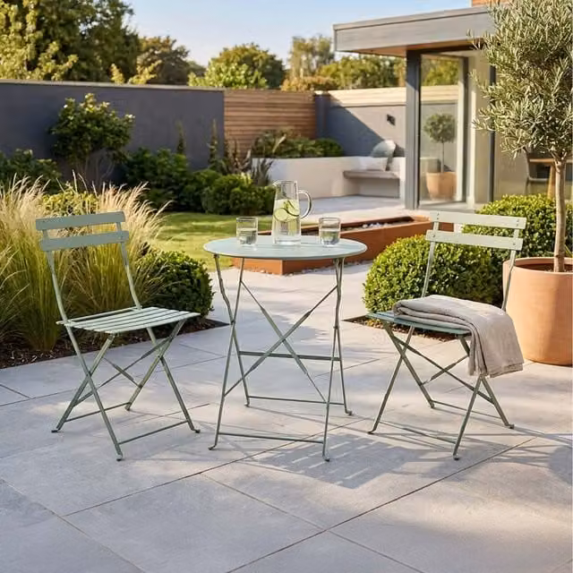 Royalcraft Padstow Folding Bistro Set in Green Metal