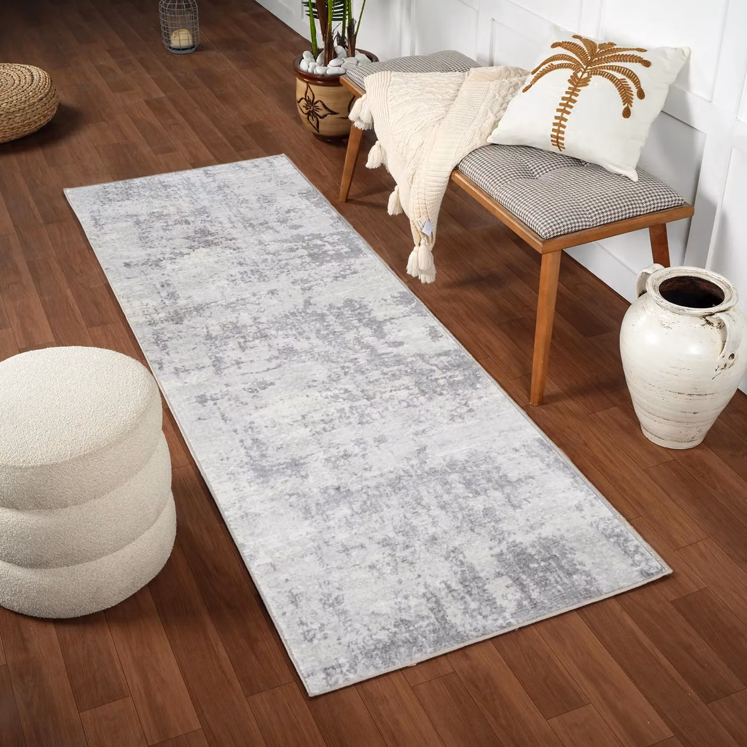 Livabliss Monaco Abstract Modern Marble Wool Rug in Grey and Blue, W x D: 200 x 200 cm – 3