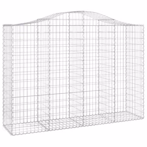 vidaXL Set of 12 Arched Gabion Baskets in Silver Galvanised Steel, W/D/H: 200 x 50 x 140/160 cm