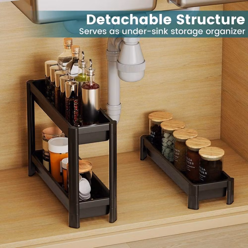 FORGEVIO 3-Tier Narrow Mobile Shelving Unit Slim Rolling Storage Cart in Black – 4