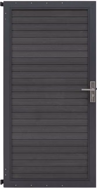 Monster Shop Grey Composite WPC and Aluminium Single Gate, H: 180 cm x W: 90 cm