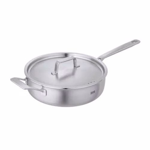 Kuhn Rikon Culinary Fiveply Uncoated Stainless Steel and Aluminium Saute Pan with Lid, Silver, Diameter: 24 cm – 1