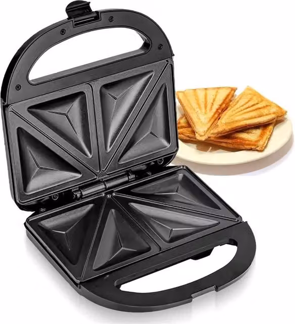 VOGREX 750W Non-Stick 2 Slice Sandwich Maker and Easy Clean Toaster in Black – 1