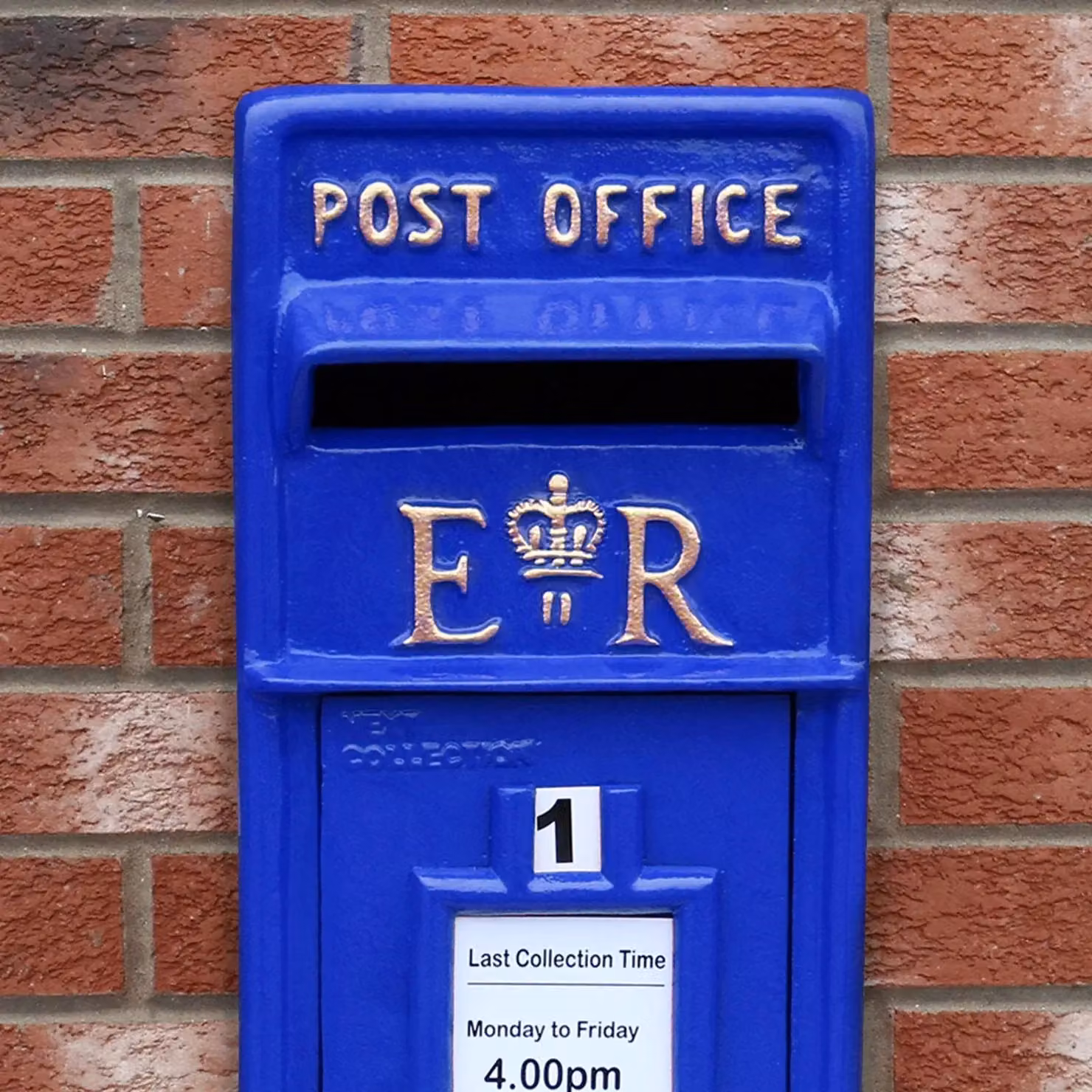 Monstershop Blue and Gold Freestanding Cast Iron Scottish Post Box with Stand – 2