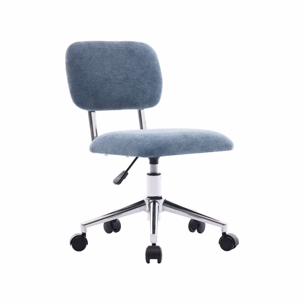 Sweek height-adjustable children's task chair in blue chenille fabric with castors – 2