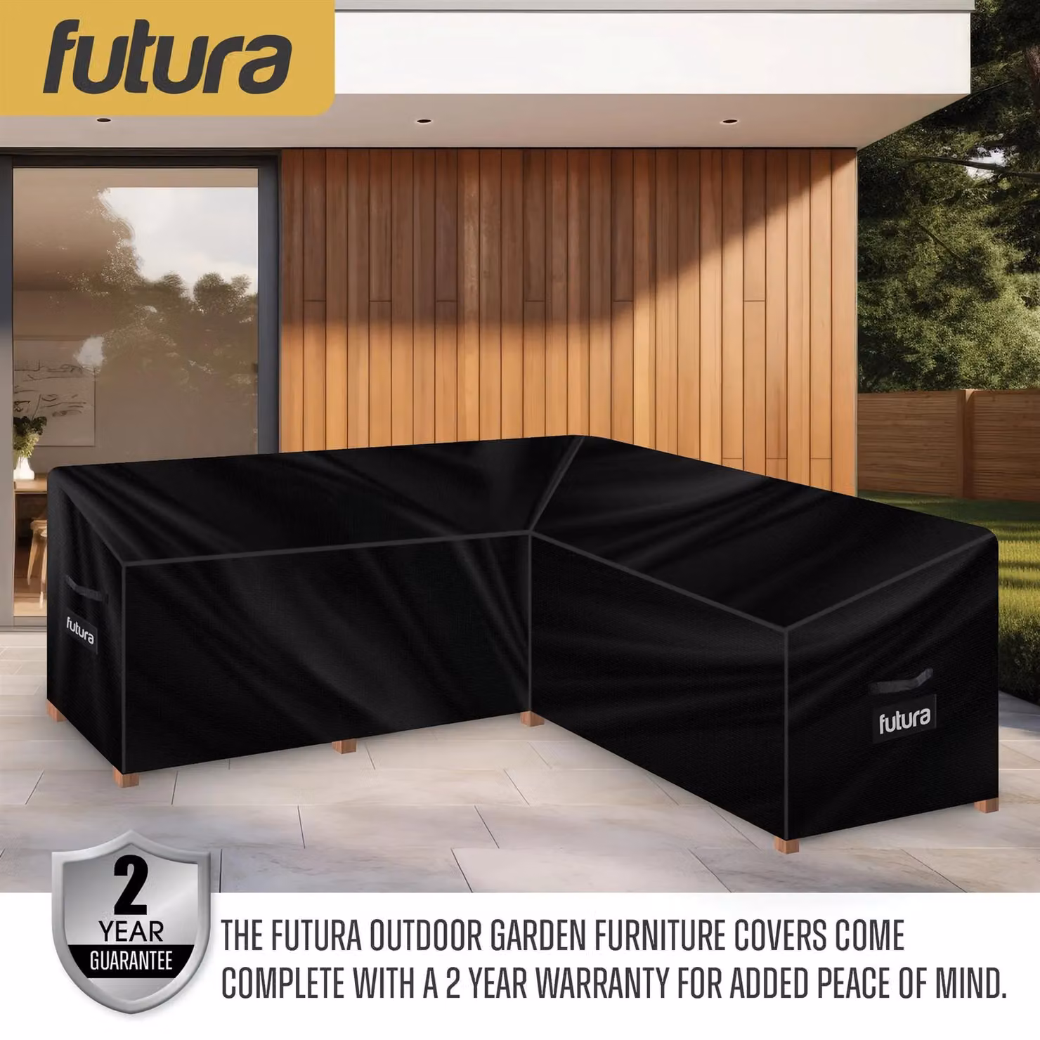 Futura V Shaped Waterproof Garden Furniture Cover in Black, W/D/H: 255 x 255 x 80 cm – 8