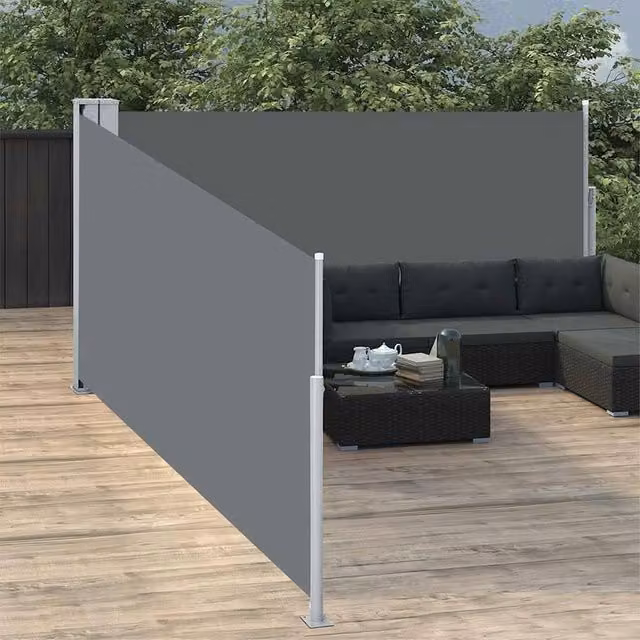Berkfield Home Retractable Side Awning in Anthracite Grey, Polyester, W/H: 100 x 1000 cm