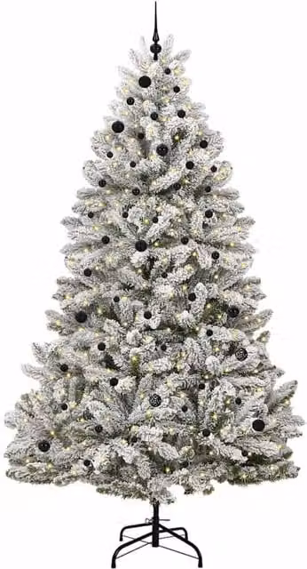 Berkfield Home Elegant Artificial Christmas Tree in Green and White, Height: 270 cm