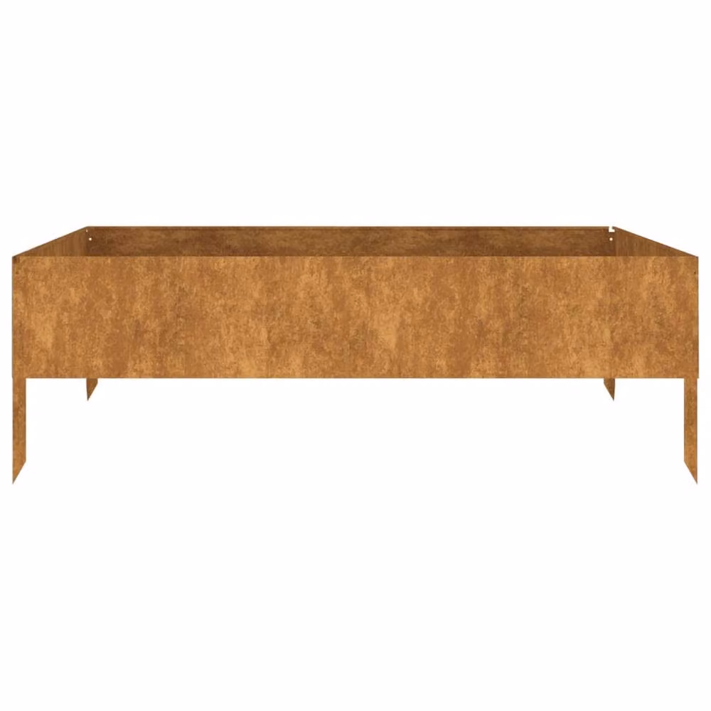 Berkfield Home Garden Square Corten Steel Raised Bed in Brown, W/D/H: 100 x 100 x 33.5 cm – 3
