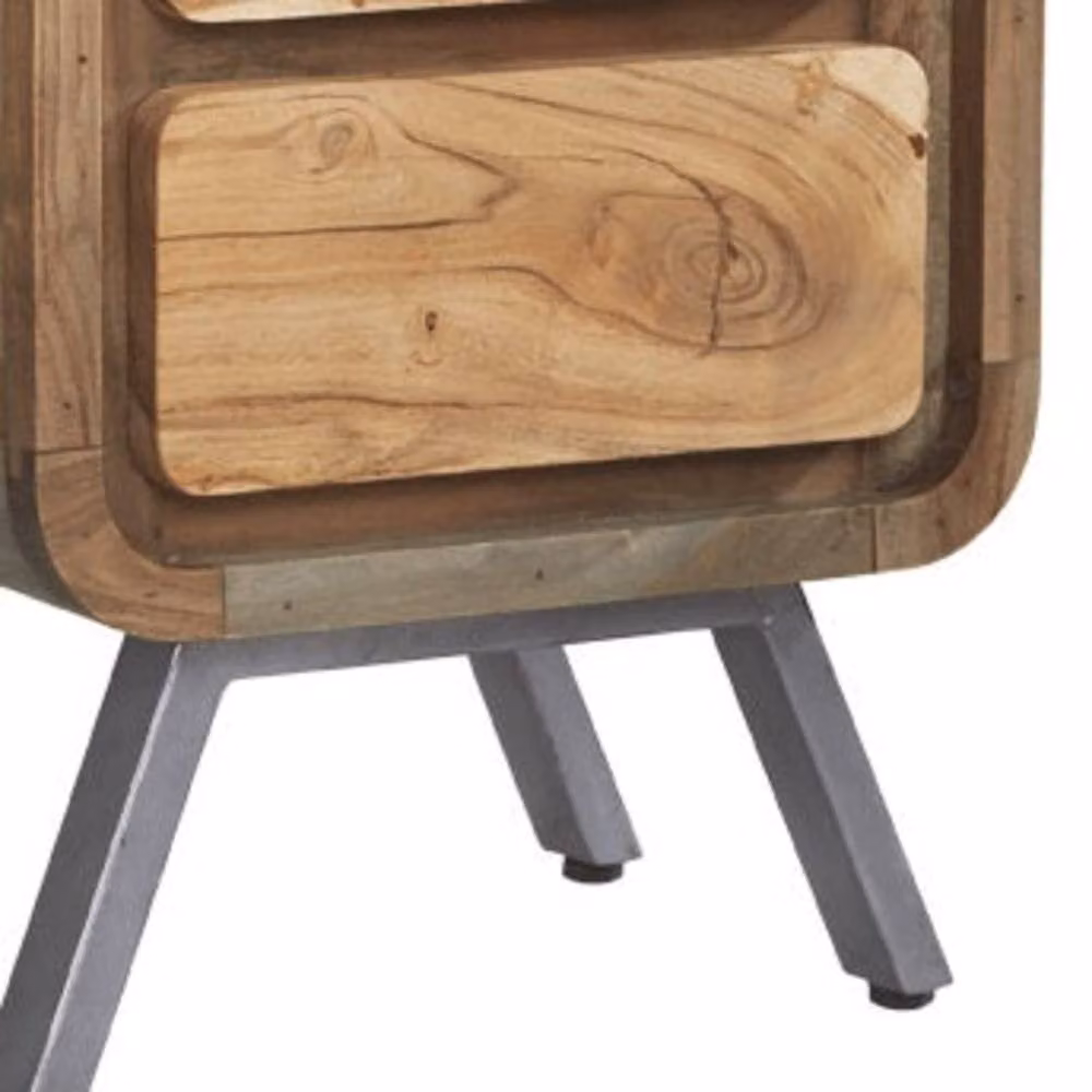 Wyld Haus Los Angeles Industrial 2 Drawer Bedside Table in Brown Reclaimed Wood and Metal – 4