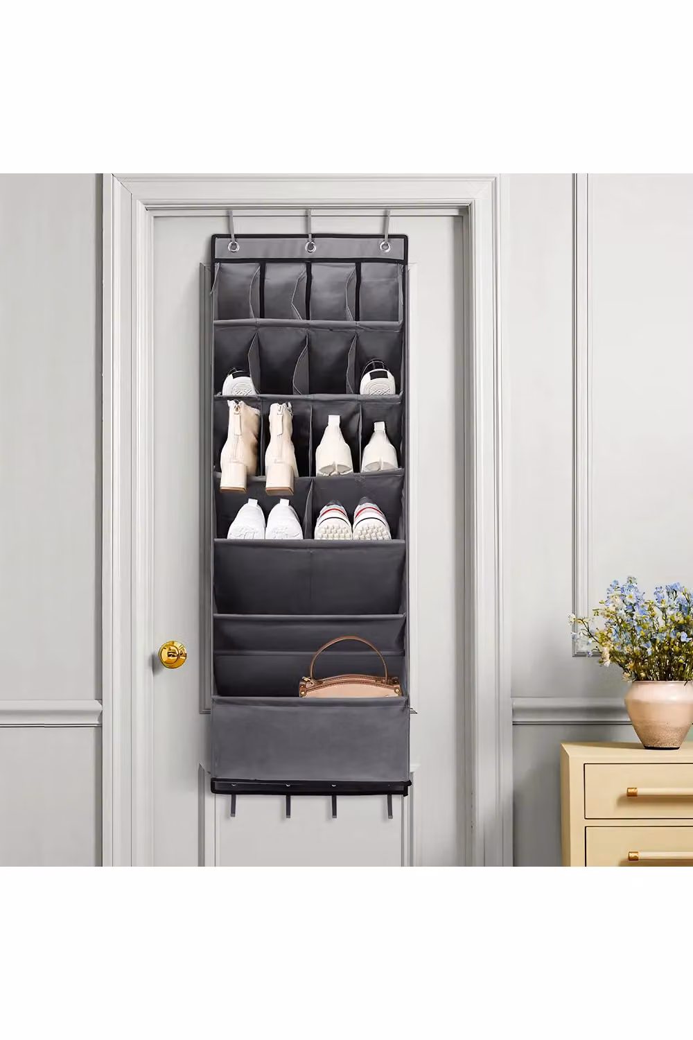 Living and Home Door Hanging Shoe and Bag Organiser in Grey – 2