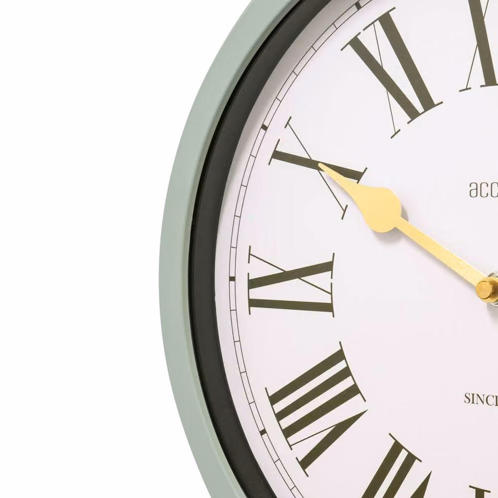 Acctim Turin Weatherproof Round Analog Wall Clock in Green and Gold, Diameter: 35 cm – 2