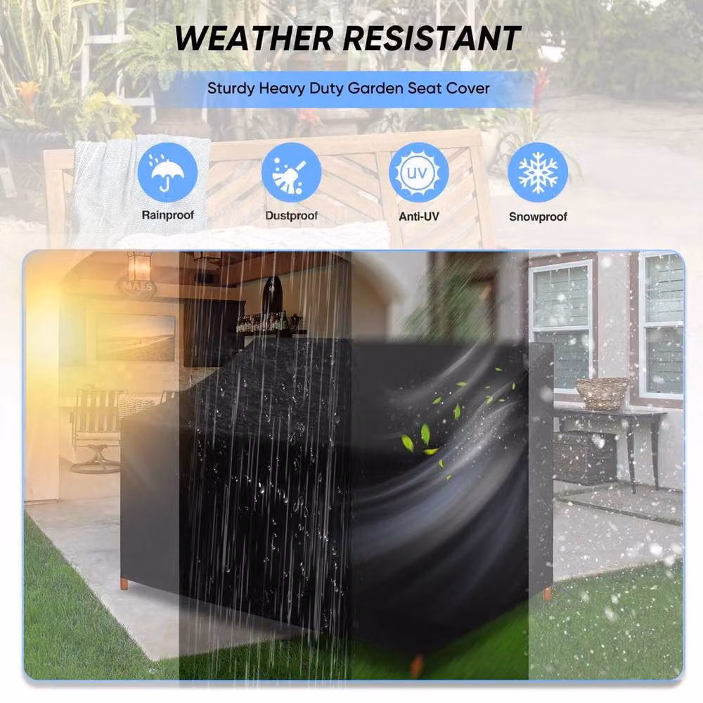 EONLION Waterproof 4 Seater Bench Cover in Black, Width: 100 cm – 5