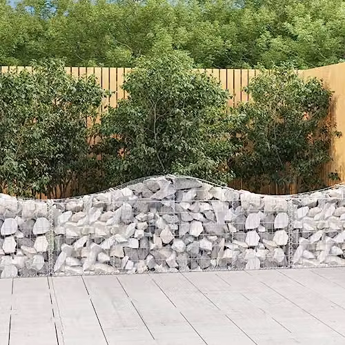 vidaXL Arched Gabion Basket in Silver Galvanised Steel, W/D/H: 200 x 30 x 60/80 cm – 2