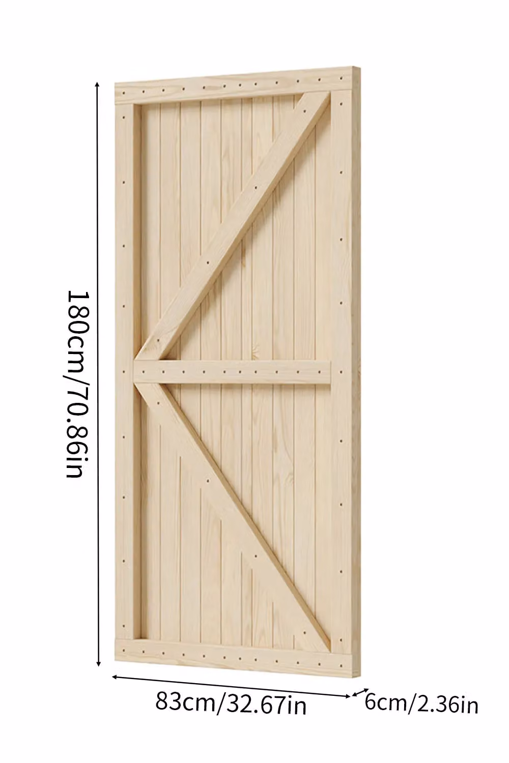Living and Home Natural Wooden Garden Gate with 1 Latch and 3 Hinges, W: 83 cm, H: 180 cm – 2