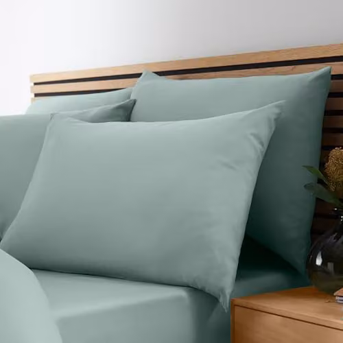 Catherine Lansfield So Soft Non-Iron Microfibre Duvet Cover and Pillowcase Set, Green, W/D/H: 200 x 200 cm, Pillowcases: 50 x 75 cm – 2