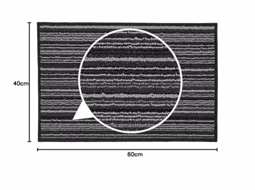 JVL Arona Striped Machine Washable Latex Backed Doormat, Black, W/D/H: 60 x 40 x 1 cm – 7