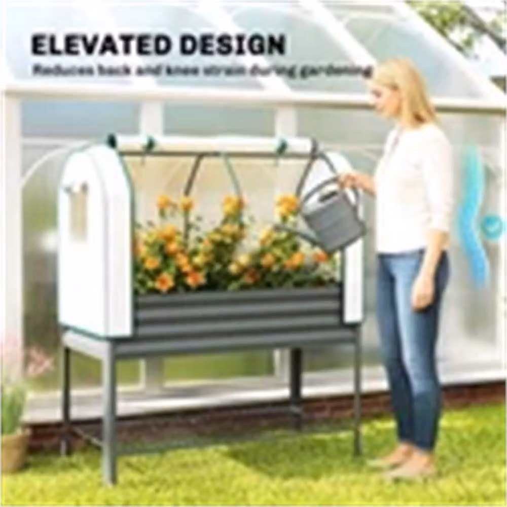 Nordara Galvanised Steel Raised Planter in Grey, W/D/H: 140 x 120 x 55 cm – 3