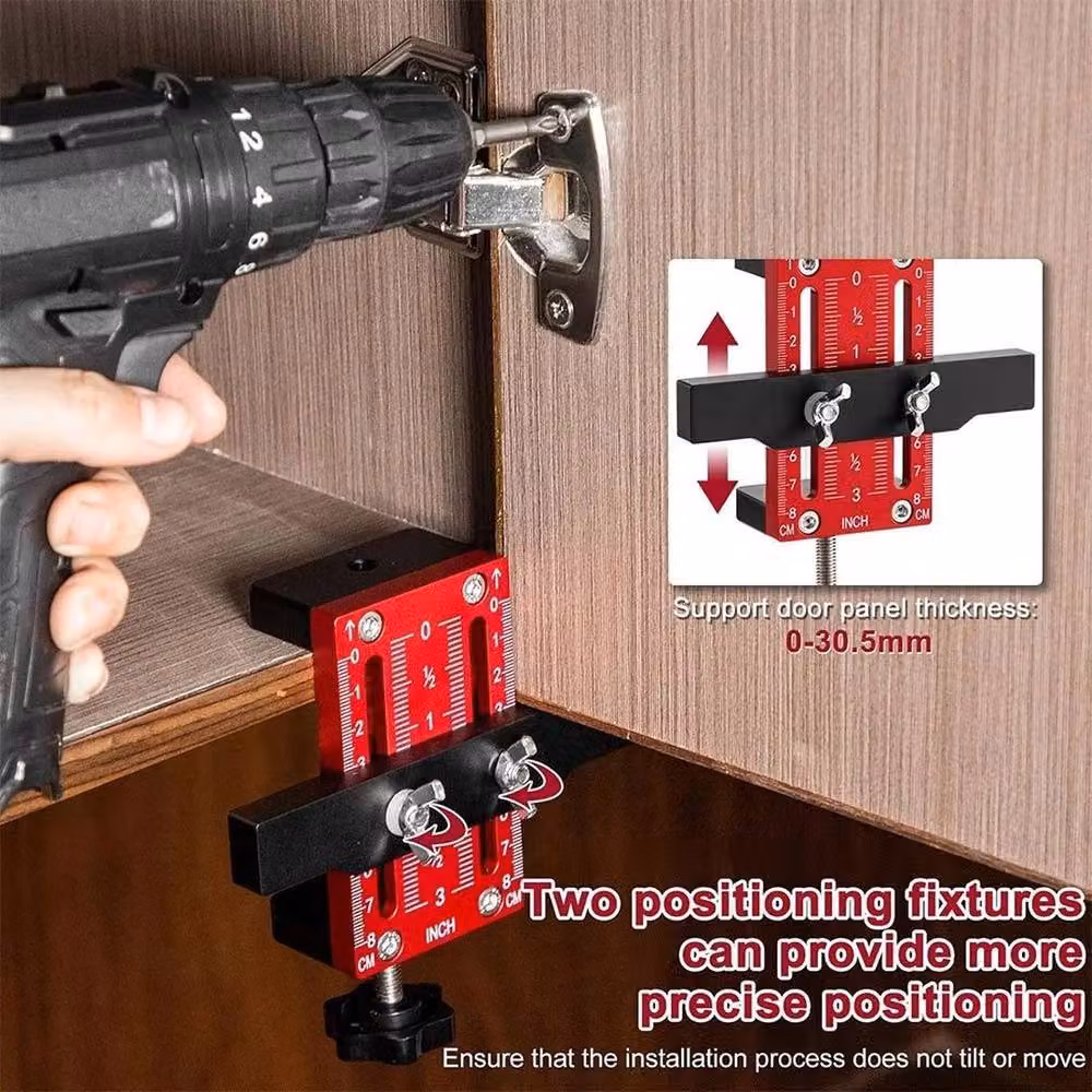 SPETLEK Red Aluminium Alloy Cabinet Door Installation Jig Positioner Tool for Cupboards and Wardrobes – 4