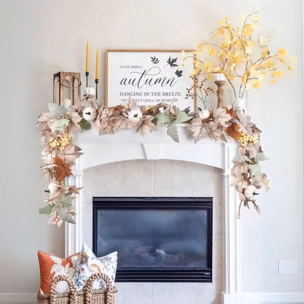 Garden Greatness Orange Pumpkin and Maple Leaf Garland for Autumn and Halloween Decor, Length: 174 cm – 2