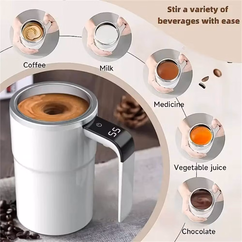 Nordara White Self Stirring Electric Stainless Steel Mug, 100ml – 3