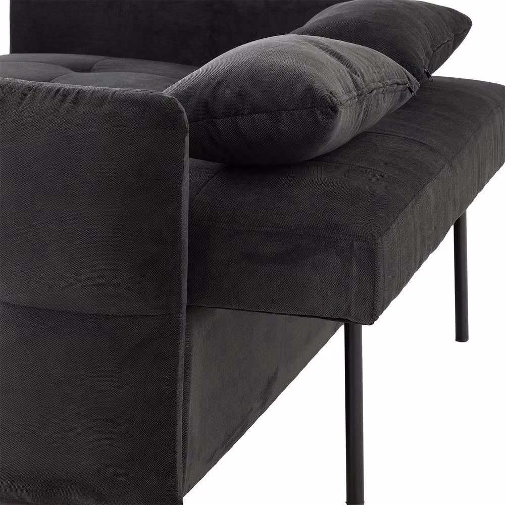 Seconique Chelsea Modern Black Fabric Upholstered Sofa Bed with Pull Out Drawer – 4