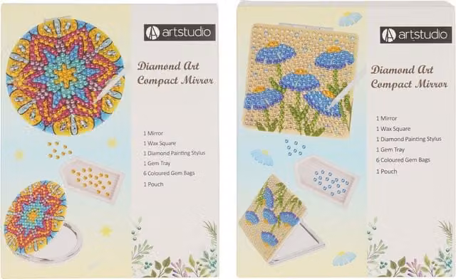 Art Studio Diamond Art Compact Mirror Kit in Multicolour for Adults