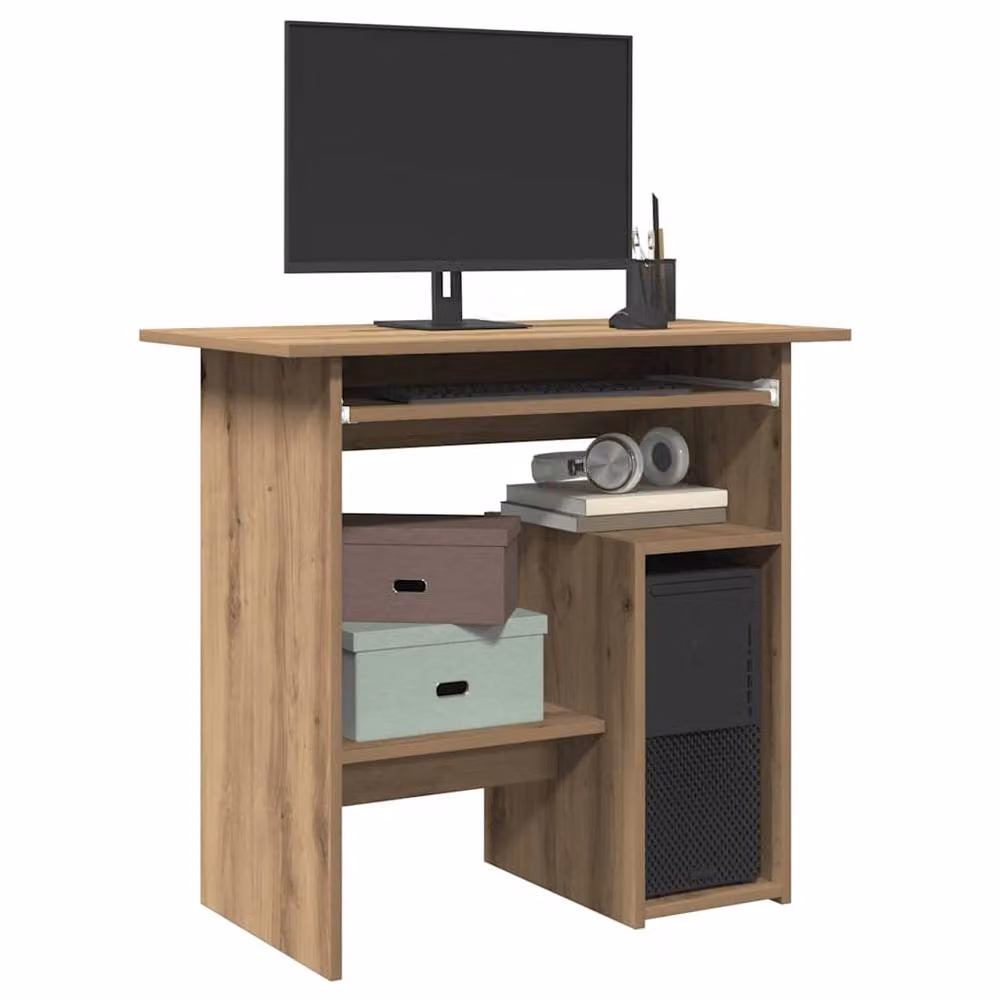Berkfield Artisan Oak Writing Desk in Brown, W/D/H: 80 x 45 x 74 cm – 3