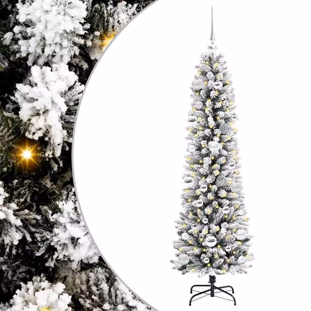 Berkfield Home Artificial Christmas Tree with 150 LEDs in Green, White and Black, Height: 150 cm – 2