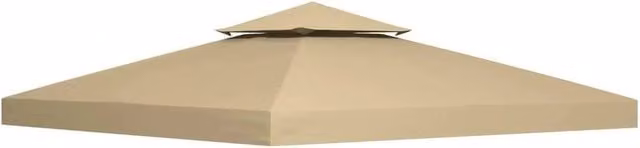 FLAVORA Double Tier Polyester Gazebo Replacement Canopy Top in Beige – 1