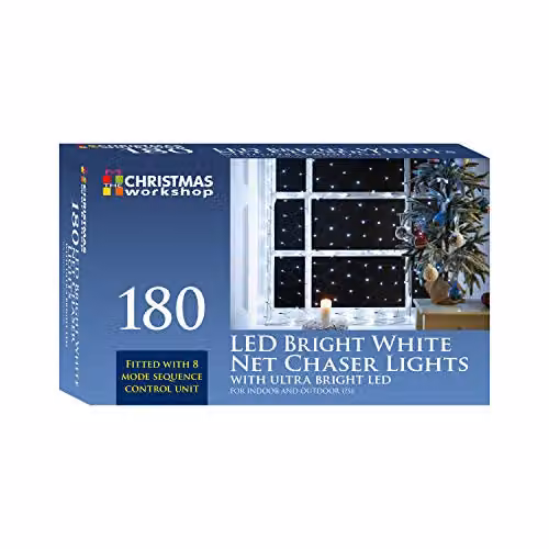 The Christmas Workshop 180 LED Bright White Curtain Style Christmas Net Lights with 8 Modes – 2