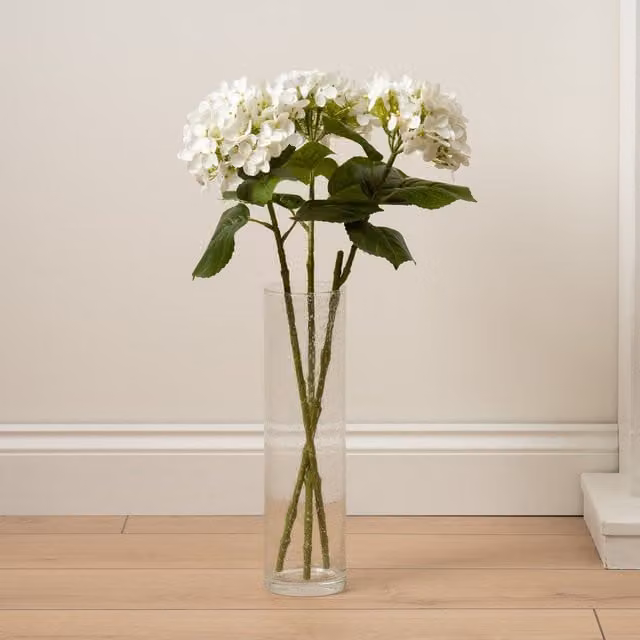 Scottish Everlastings Ltd Pack of 3 White Hydrangea Stems, 64 cm