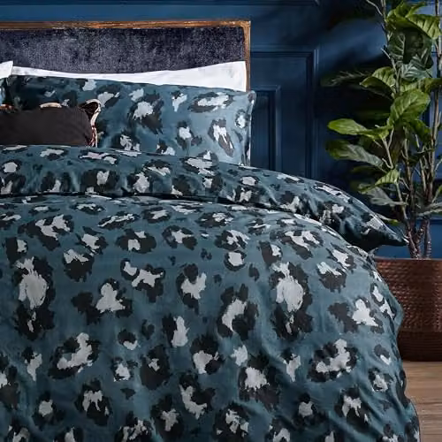 Riva Home Blue Graphic Leopard Print Cotton Duvet Cover, W/H: 140 x 200 cm – 2