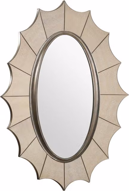 Orsina Scallop Gold Frame Oval Wall Mirror, H 107.0 x W 84.0 cm – 1