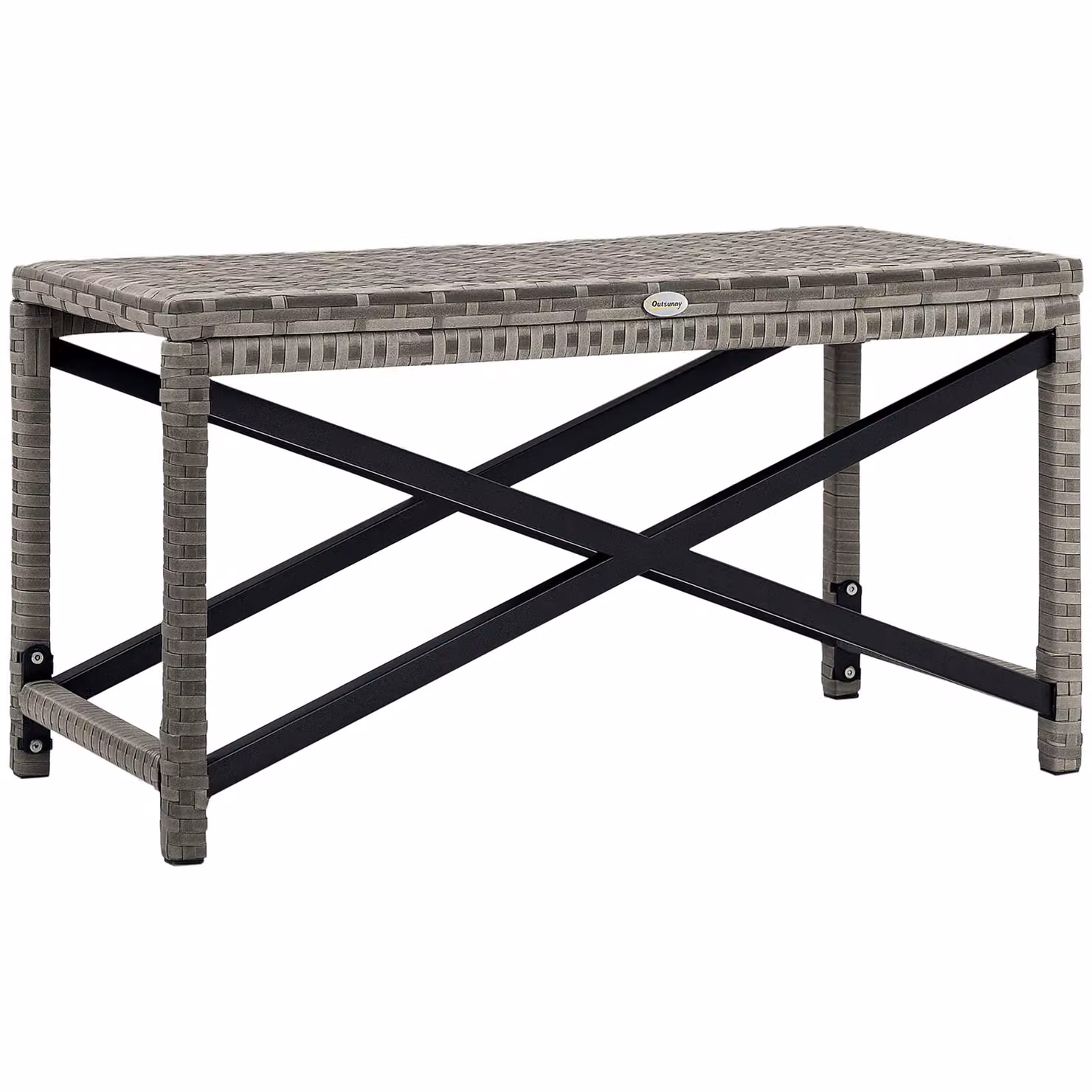 Outsunny Grey PE Rattan Outdoor Coffee Table with Plastic Board – 2