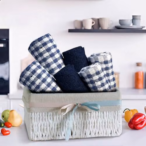 Casabella Pack of 6 Navy Blue Cotton Terry Towelling Kitchen Tea Towels – 9