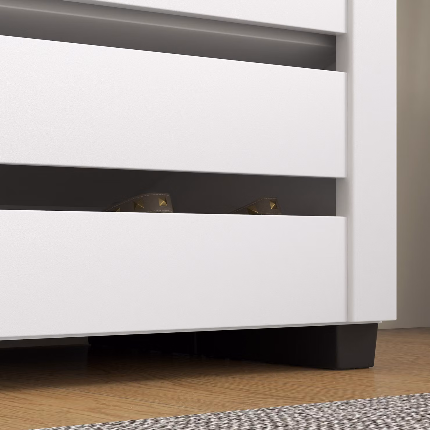 HOMCOM Narrow Shoe Cabinet for Entryway with 2 Hinged Doors and Adjustable Shelves, Brown or White – 5