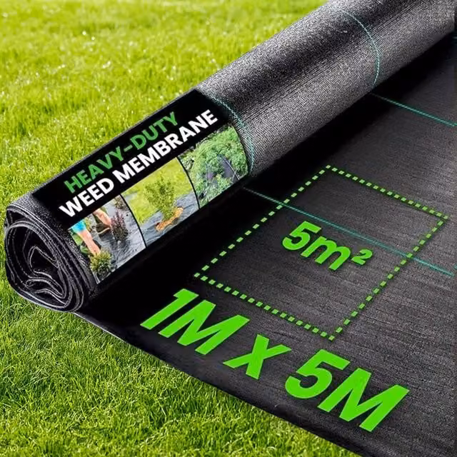 Green Thumbz Heavy Duty Weed Control Fabric, Black, W: 1 m, L: 5 m