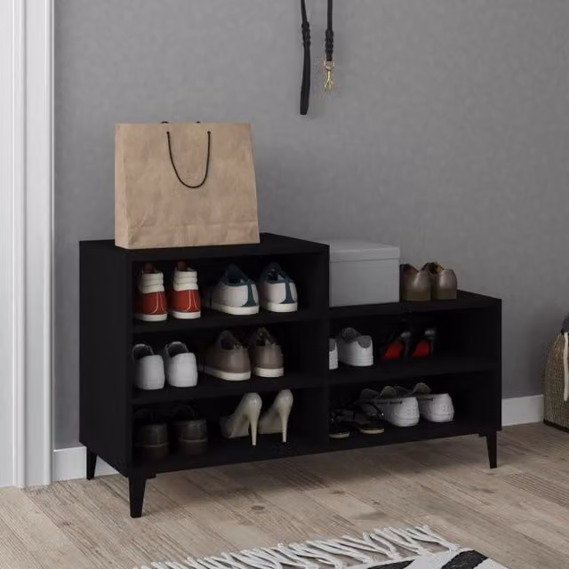 Berkfield Home Industrial Black Shoe Cabinet with Internal Shelves, W/D/H: 102 x 36 x 60 cm – 1