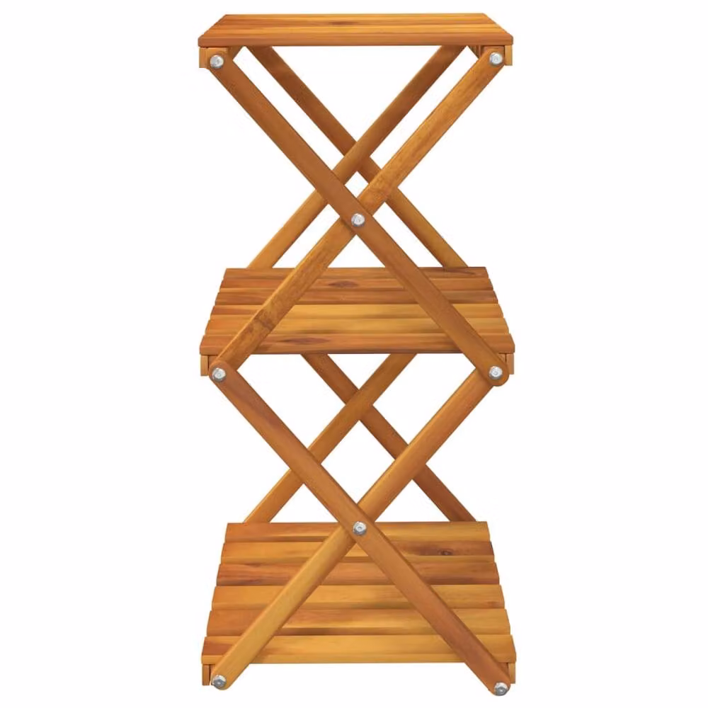 Berkfield Home 3-Tier Folding Acacia Wood Shoe Rack in Brown, W/D/H: 43 x 31 x 63 cm – 3