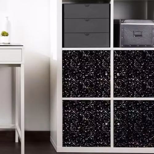 WALPLUS Terrazzo Holographic Glitter Black Self Adhesive Wall Tile Stickers, 24 Pack, W/D/H: 15 x 15 x 0.54 cm – 3