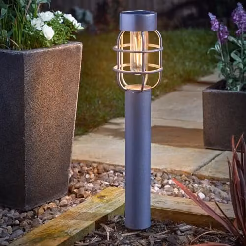mysmartbuy Set of 2 Anglia Solar Powered LED Caged Garden Stake Lights in Grey, H59cm – 1