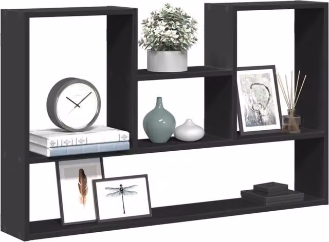 Berkfield Home Wall Mounted Shelf in Black, W/D/H: 99 x 15 x 60 cm
