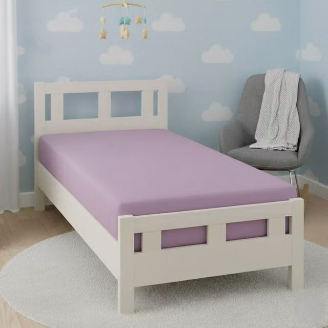 Snug City Flannelette Cot Bed Fitted Sheet in Purple, W/D/H: 70 x 140 cm – 1