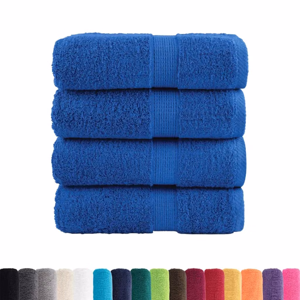 Berkfield Home SOLUND Premium Cotton Soap Towels, Blue, 4 Pack, W/D/H: 30 x 30 cm, 600gsm – 2