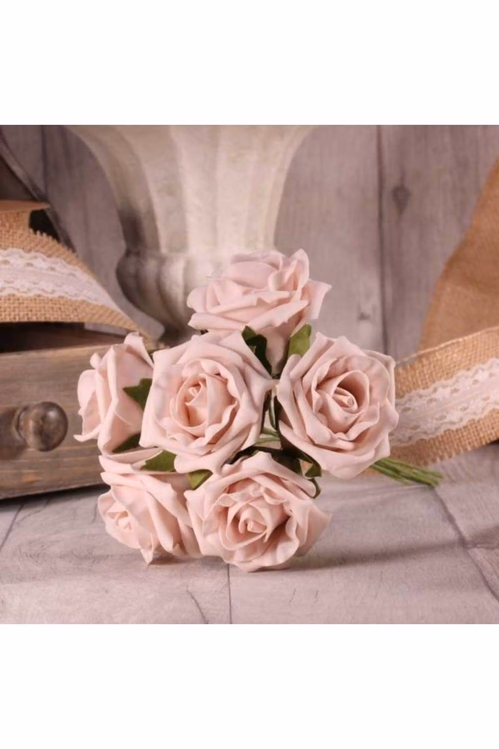 KDMD Pack of 3 Light Pink Foam Tea Rose Artificial Flowers for Weddings and Tabletop Decor – 2