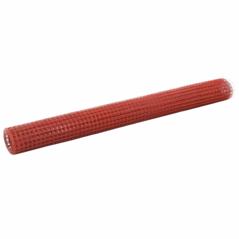Berkfield Home Sturdy Red PVC Coated Steel Chicken Wire Fence, 10 x 1.5 m – 2