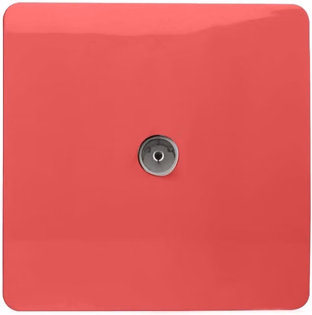 Trendi Switch 1 Gang Flush Co-Axial Television Socket in Red