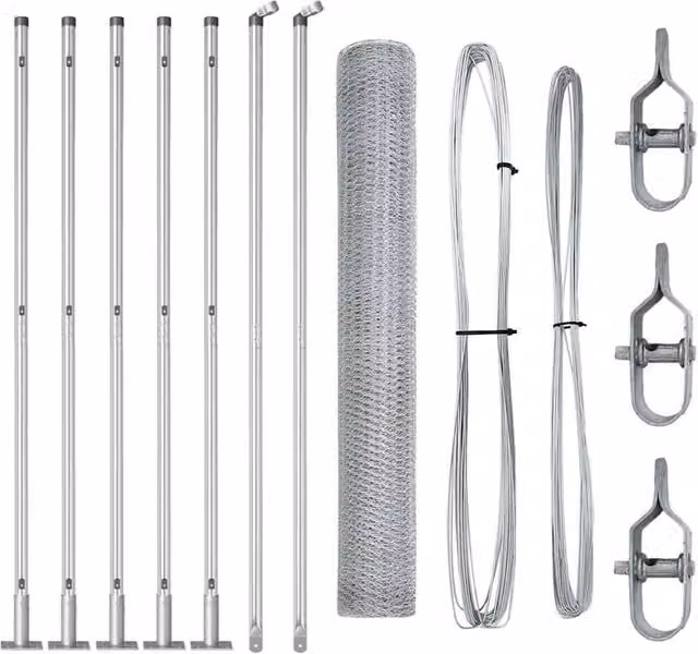 Berkfield Home Hexagon Fence in Silver Galvanised Steel, W: 120 cm, L: 10 m