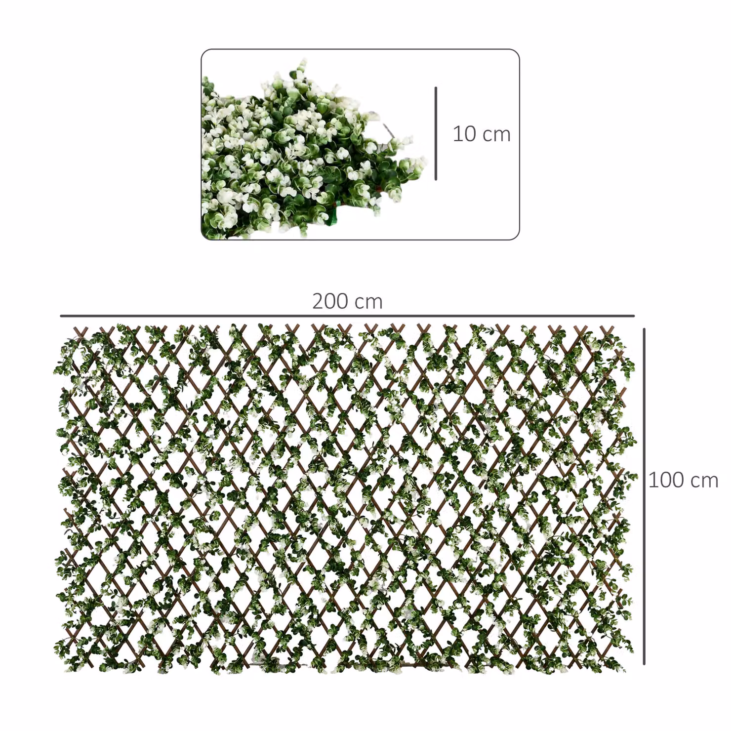 Outsunny 2 Piece Expandable Faux Privacy Fence Green Artificial Hedge Trellis with Leaves – 3
